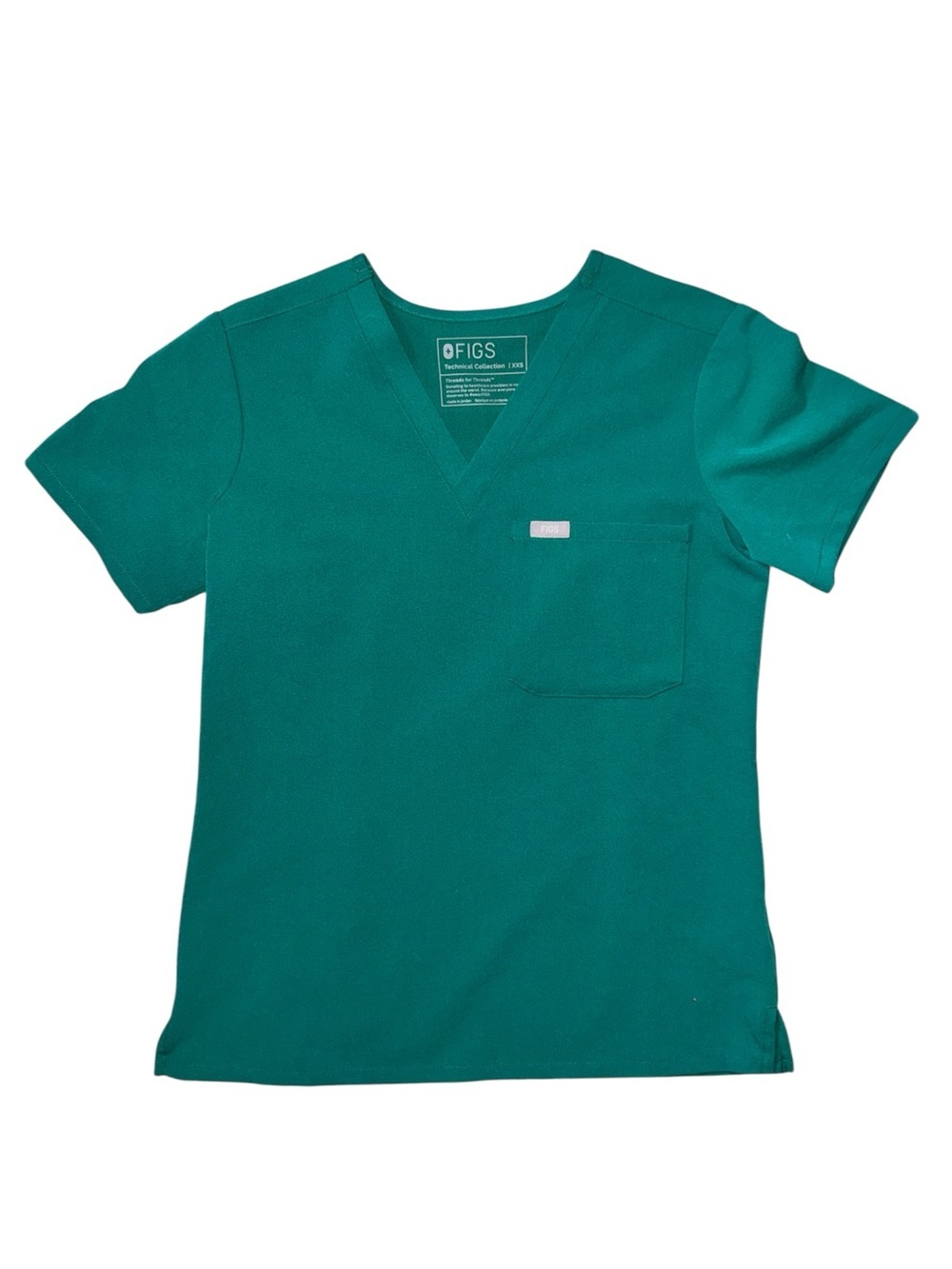 Figs Catarina one pocket scrub top; XXS; Hunter Green- discontinued